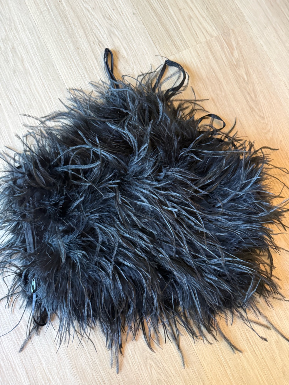 Antonio Melani Ostrich Feather Top Sz Sz 0 Black - Picture 3 of 4